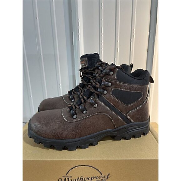 WEATHERPROOF VINTAGE Mens Brown 1 Platform Jasper Block Heel Hiking Boots - Picture 3 of 4